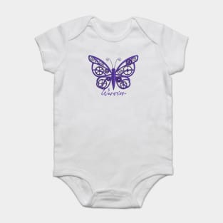 Fibro Lupus Warrior Purple Steampunk Butterfly Baby Bodysuit